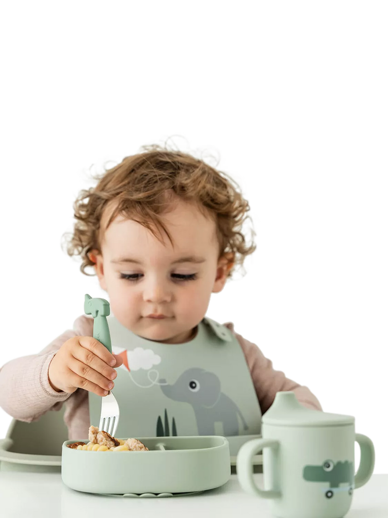Done By Deer silicone bib green, UK version
