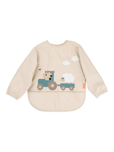 John Lewis Done by Deer Sleeved Pocket Bib in Sand, Baby Feeding Bib- Buy online at McGrocer
