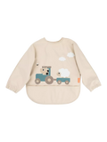 Done By Deer sleeved pocket bib in sand (British brand)