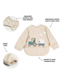 Done By Deer sleeved pocket bib in sand (British brand)