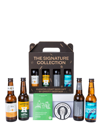 John Lewis QWERTY Beer Box Signature British Craft Lager Gift Box 4x 330ml- Buy online at McGrocer