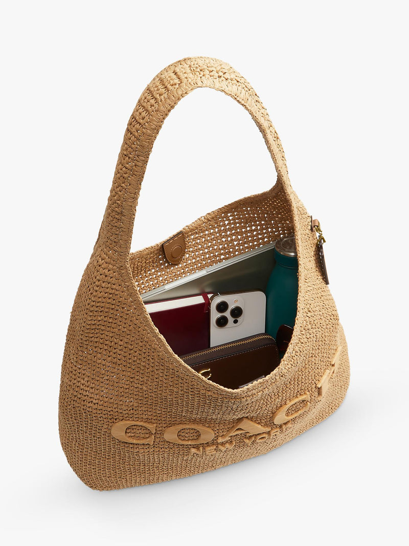 Coach Brooklyn 39 straw hobo bag natural, UK version