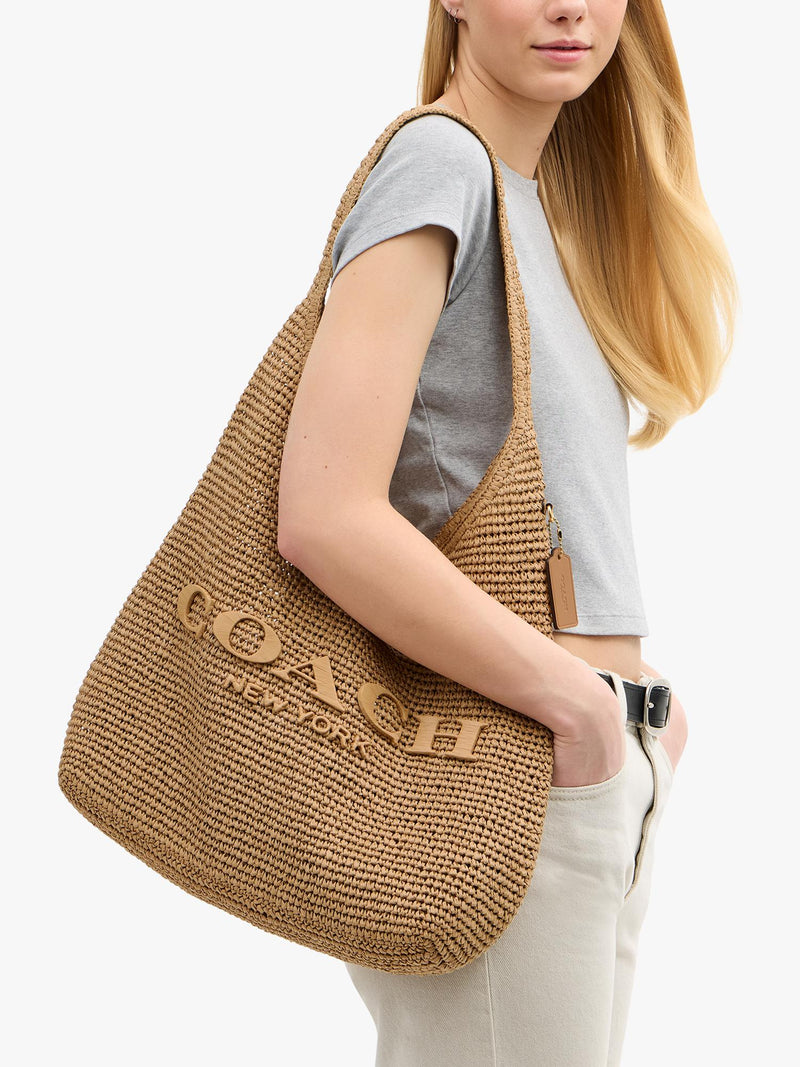 Coach Brooklyn 39 straw hobo bag natural, UK version