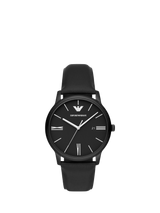 John Lewis Emporio Armani AR11573 Men's Matte Dial Leather Strap Watch, 42mm, Black- Buy online at McGrocer