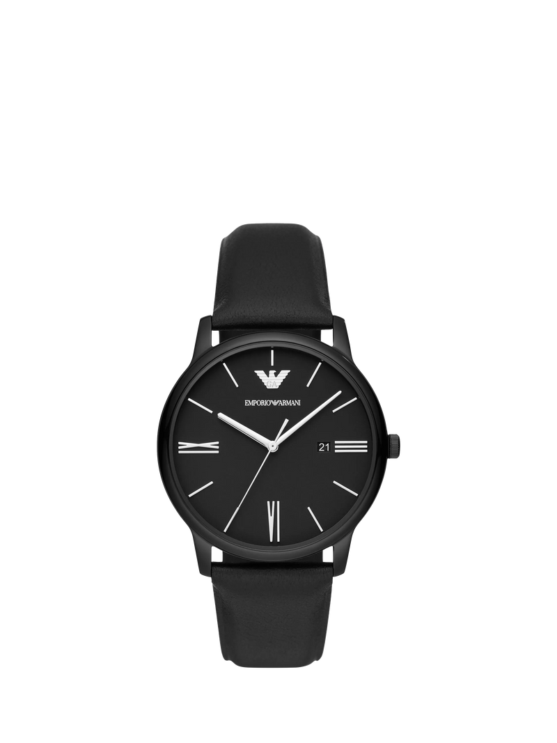Emporio Armani men's matte dial leather strap watch AR11573, imported from the UK