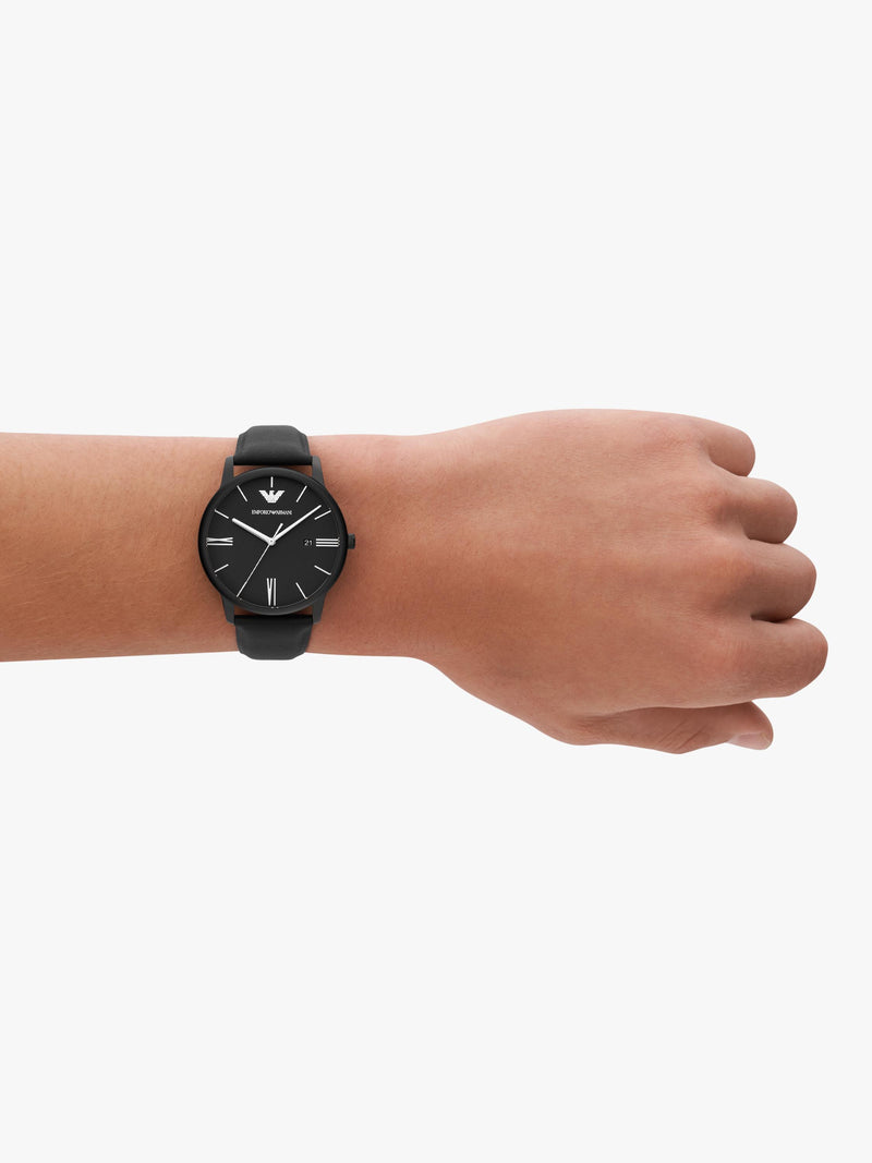Emporio Armani men's matte dial leather strap watch AR11573, imported from the UK