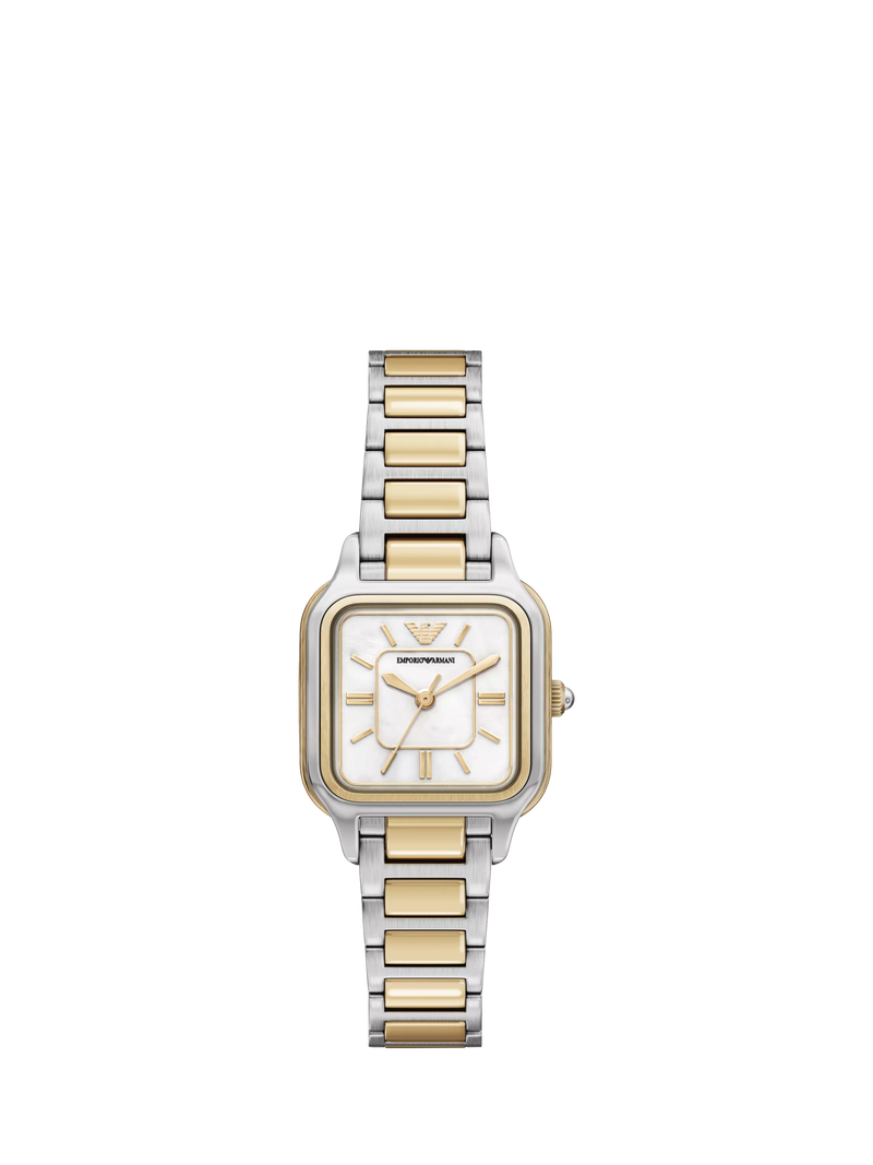 Emporio Armani mother of pearl dial two-tone watch UK version