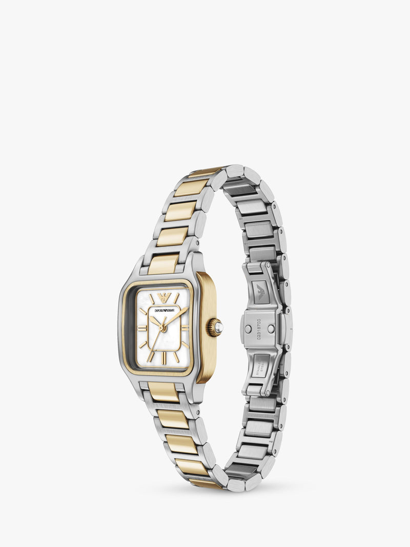 Emporio Armani mother of pearl dial two-tone watch UK version