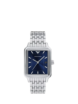 John Lewis Emporio Armani Men's Japanese Movement Watch with Blue Dial and Silver Stainless Steel Bracelet, 36mm- Buy online at McGrocer