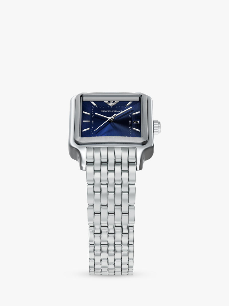 Emporio Armani men's watch blue dial stainless steel - British product