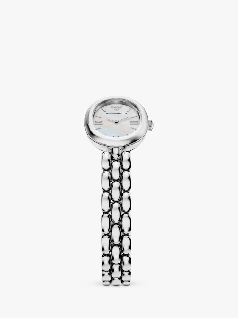 Emporio Armani Sinfonia mother of pearl dial bracelet watch, imported from the UK