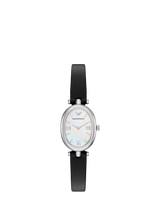 John Lewis Emporio Armani Sinfonia Women's Mother of Pearl Dial Leather Strap Watch, 22mm x 28mm- Buy online at McGrocer