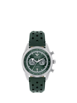 John Lewis Emporio Armani Men's Chronograph Leather Strap Watch 42mm, Silver/Green- Buy online at McGrocer