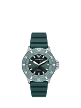 John Lewis Emporio Armani World Explorer Men's Solar Silicone Strap Watch, Green- Buy online at McGrocer