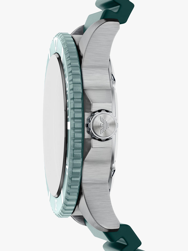 Emporio Armani World Explorer solar watch green silicone strap 42mm, imported from the UK