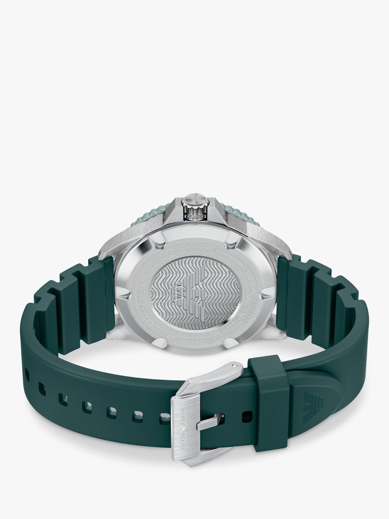 Emporio Armani World Explorer solar watch green silicone strap 42mm, imported from the UK