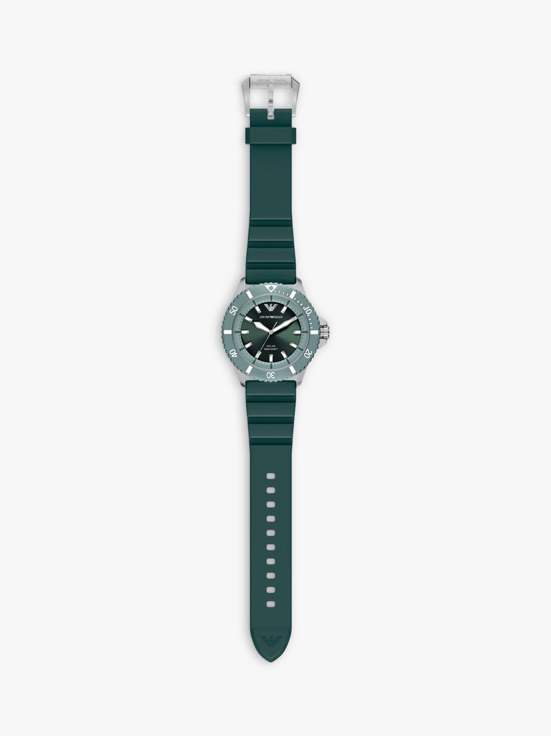 Emporio Armani World Explorer solar watch green silicone strap 42mm, imported from the UK