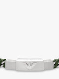 Emporio Armani braided leather bracelet silver green, UK version