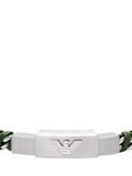 Emporio Armani braided leather bracelet silver green, UK version