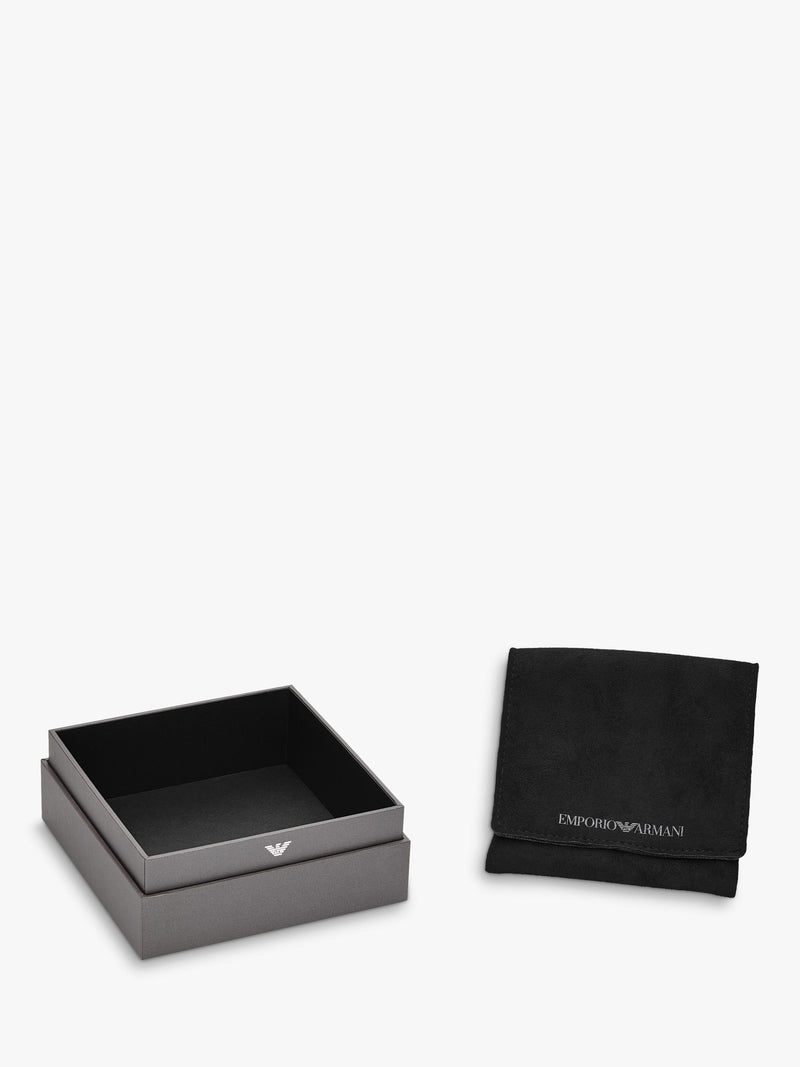 Emporio Armani braided leather bracelet silver green, UK version