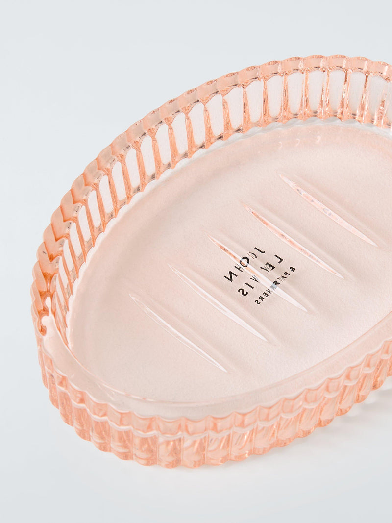John Lewis fluted glass soap dish in blush - British product