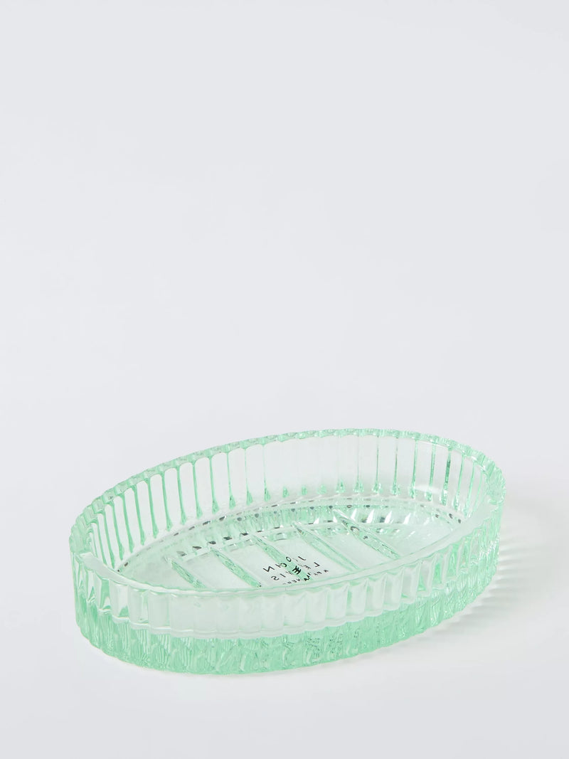 John Lewis fluted glass soap dish in willow green (British brand)