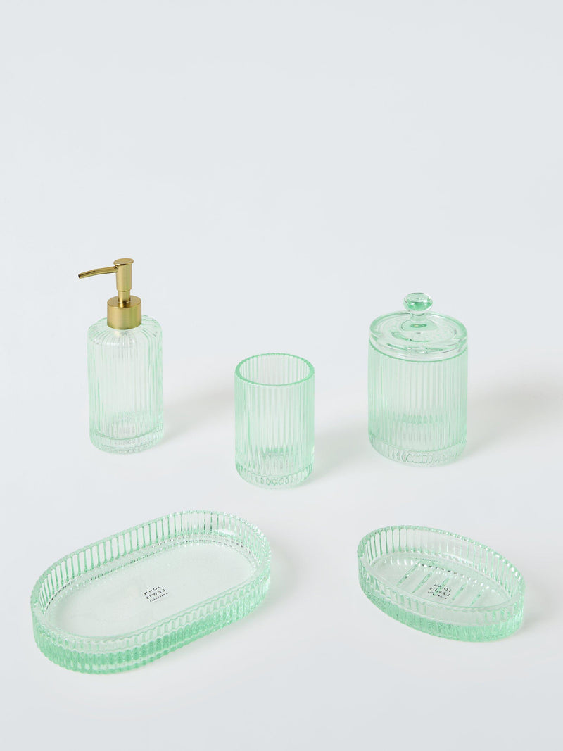 John Lewis fluted glass soap dish in willow green (British brand)