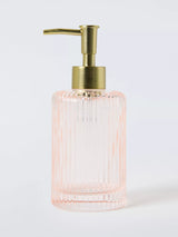 John Lewis John Lewis Fluted Glass Soap Dispenser Blush 270ml- Buy online at McGrocer