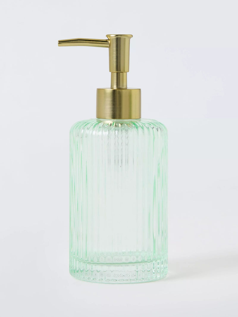 John Lewis fluted glass soap dispenser willow 270ml, imported from the UK