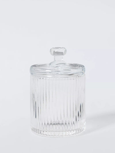 John Lewis John Lewis Fluted Glass Lidded Container, Clear- Buy online at McGrocer