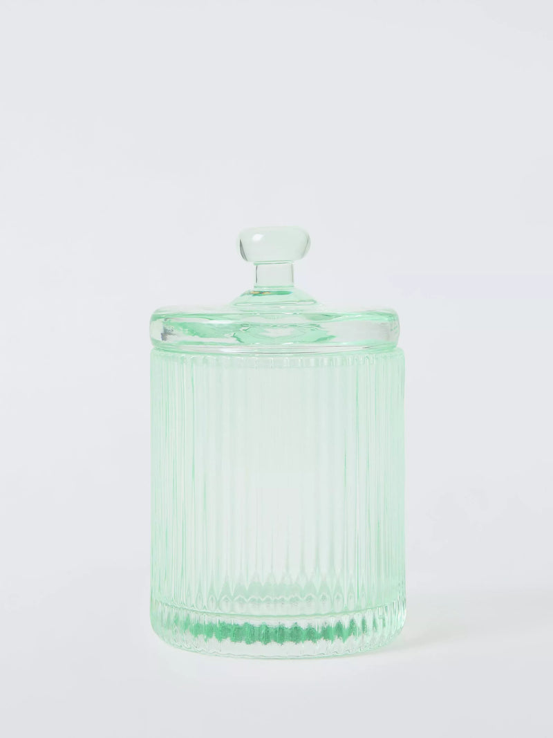 John Lewis fluted glass lidded canister willow 395 ml (British brand)