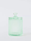 John Lewis fluted glass lidded canister willow 395 ml (British brand)
