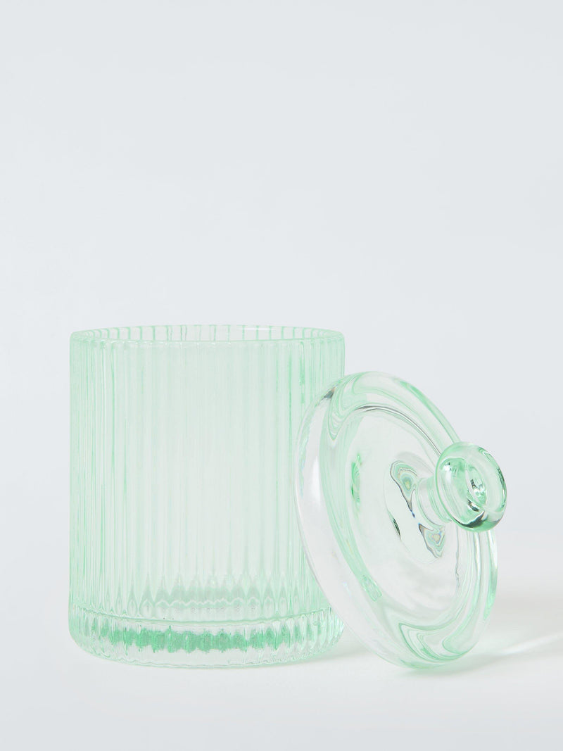 John Lewis fluted glass lidded canister willow 395 ml (British brand)