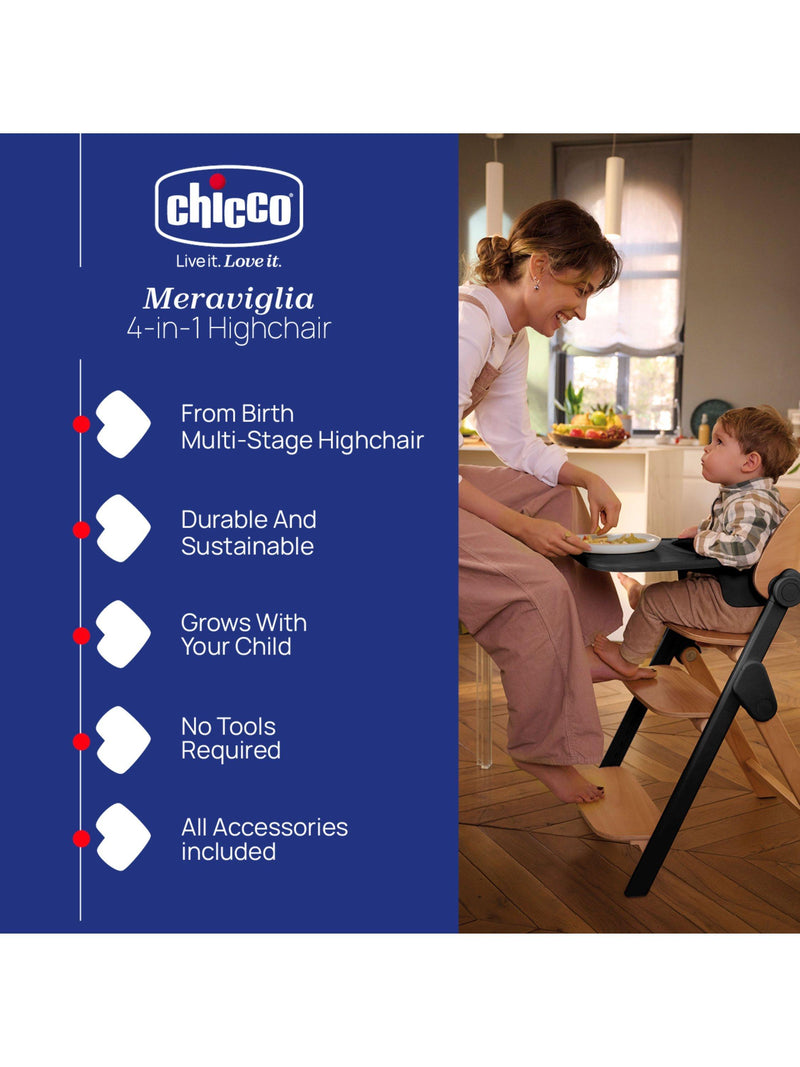 Chicco Meraviglia 4-in-1 highchair Ebony (British brand)