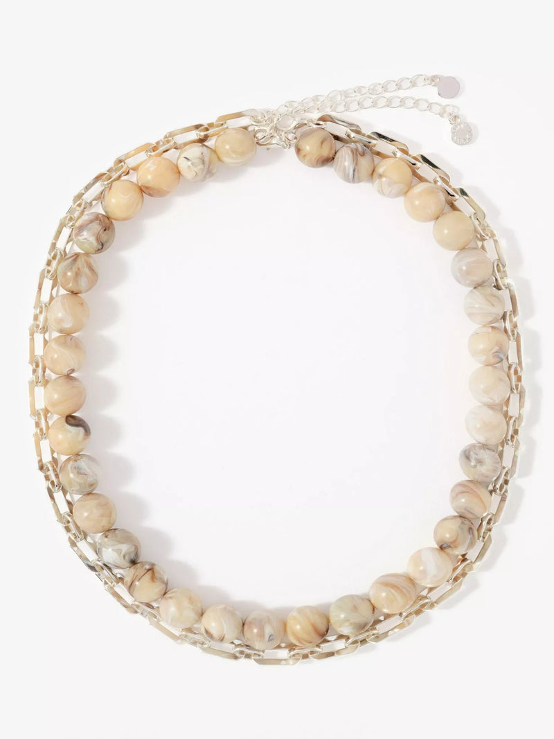 Mint Velvet beaded chain layered necklace cream (British brand)