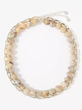 Mint Velvet beaded chain layered necklace cream (British brand)