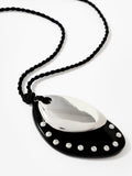 Mint Velvet black pendant rope necklace with acrylic stones, UK version