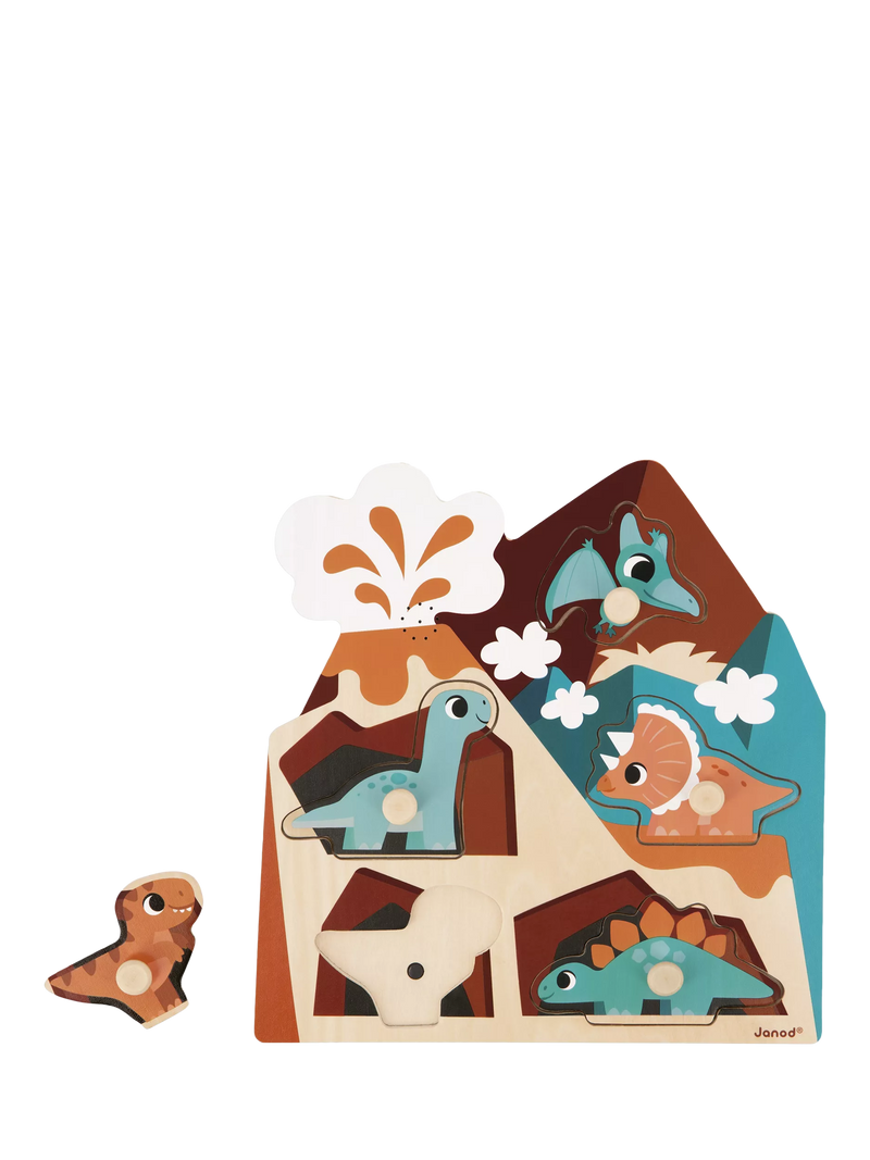 Janod dinosaur wooden sound puzzle 5 piece (British brand)