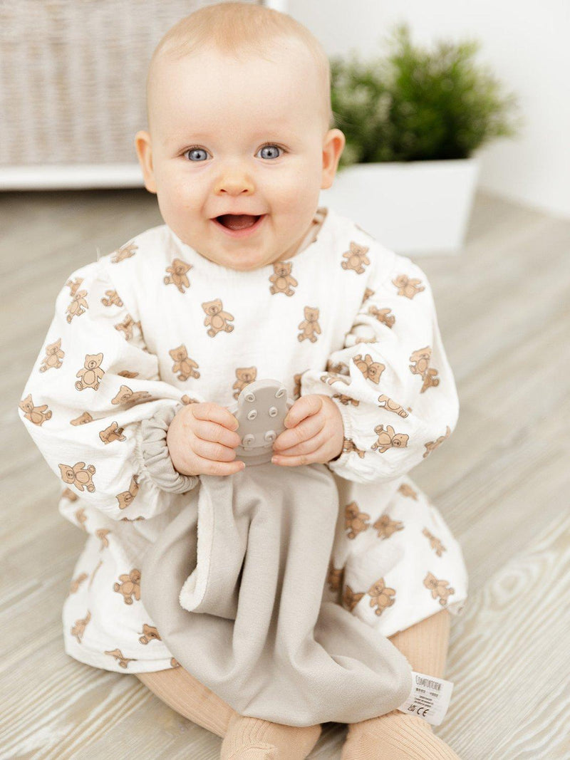 Cheeky Chompers baby comforter Stone, imported from the UK