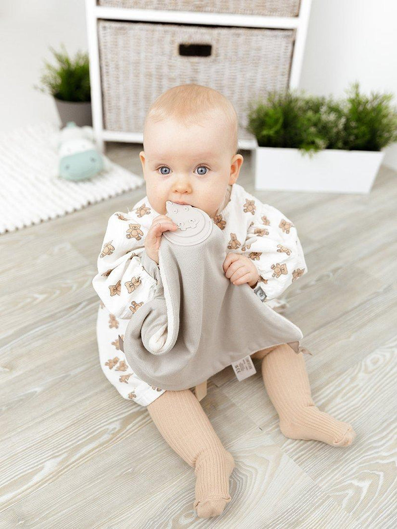 Cheeky Chompers baby comforter Stone, imported from the UK