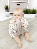 Cheeky Chompers baby comforter Stone, imported from the UK
