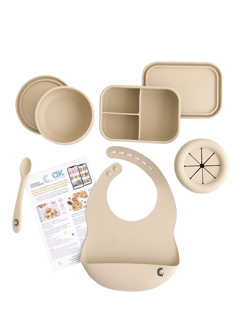 Cheeky Chompers silicone weaning set Sand, UK version