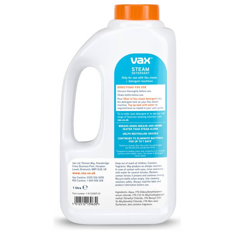Vax Spring steam detergent twin pack 2x1L, UK version