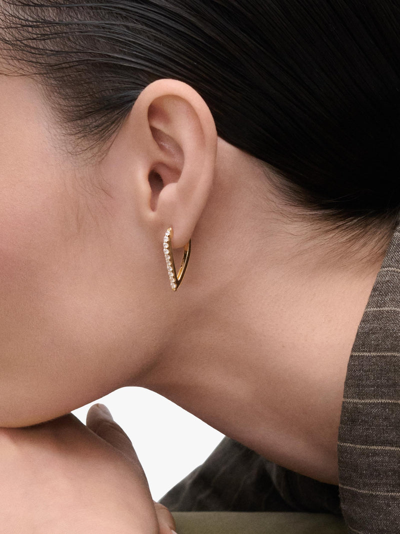 PDPAOLA asymmetric geo hoop earrings gold plated sterling silver - British product