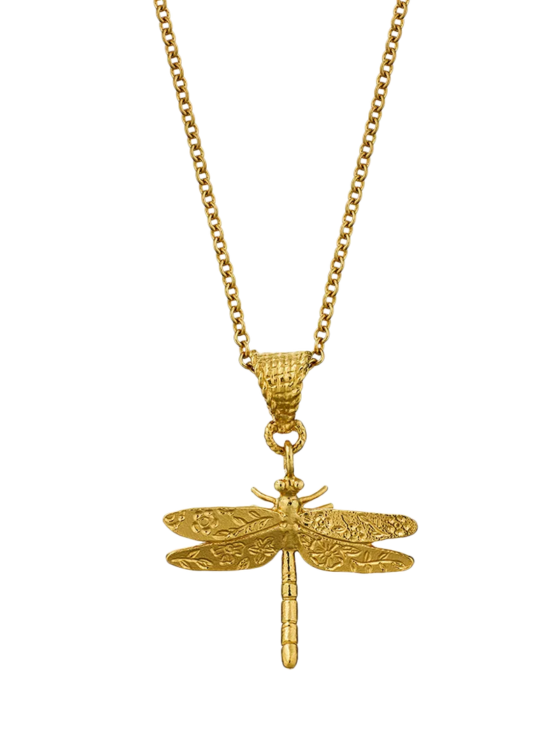Alex Monroe dragonfly charm necklace yellow gold, imported from the UK