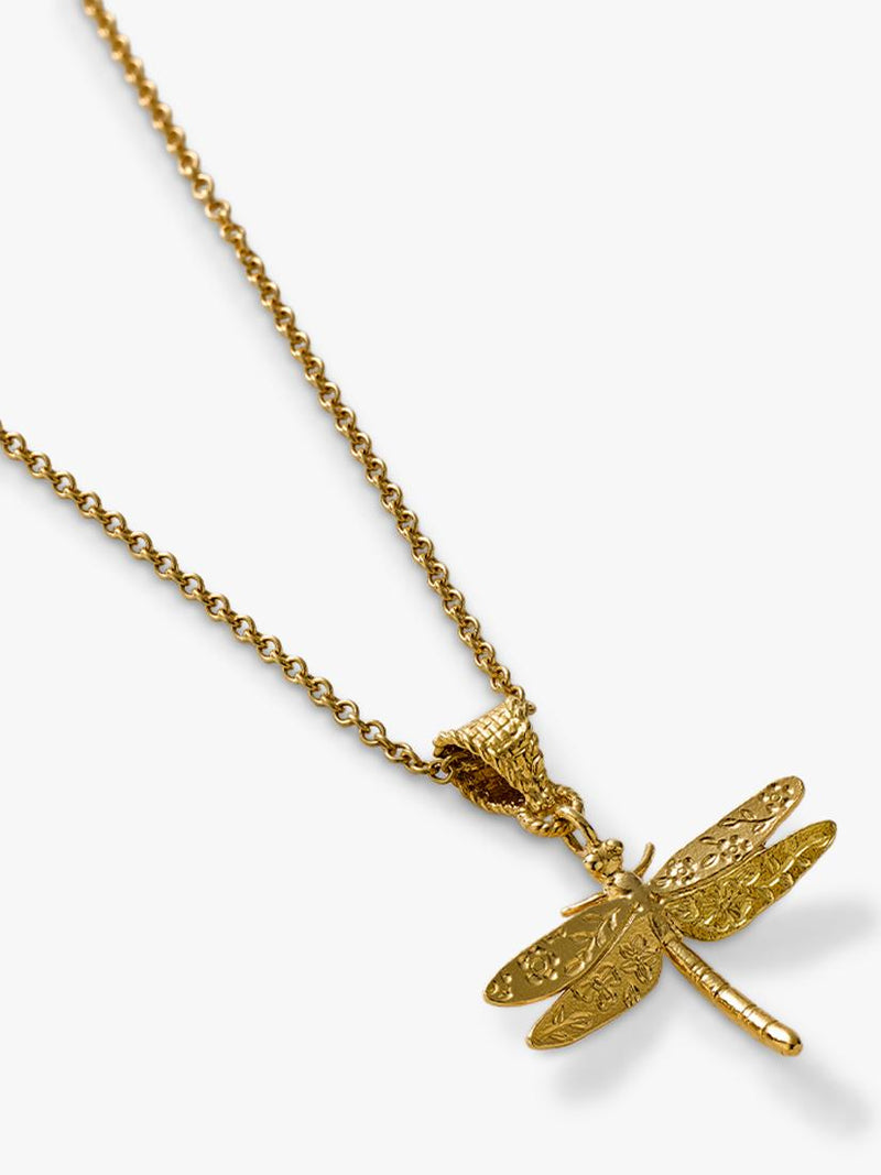 Alex Monroe dragonfly charm necklace yellow gold, imported from the UK