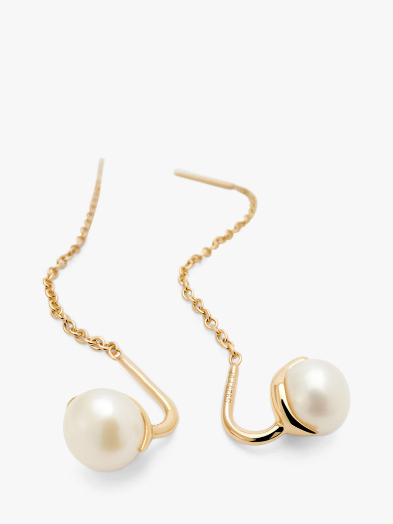 PDPAOLA Pearl Drop Earrings gold plated, imported from the UK