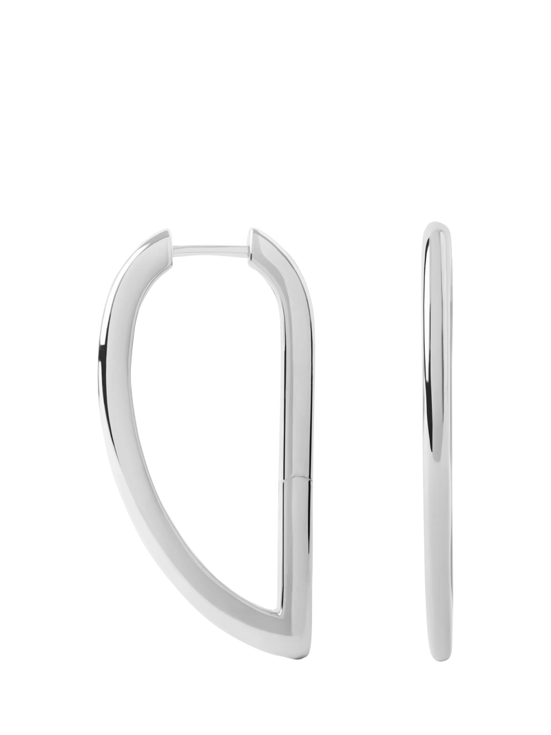 PDPAOLA Vento geometric hoop earrings rhodium plated - British product