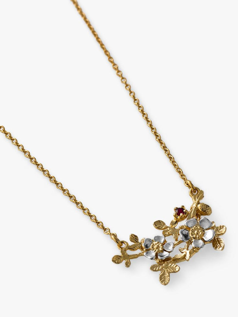 Alex Monroe wild rose bee ruby pendant, imported from the UK