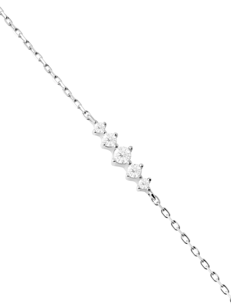 PDPAOLA cubic zirconia chain necklace rhodium silver, UK version